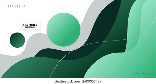 Green geometric business banner design. Creative banner design with wave and line shape as template. Simple design on white horizontal banner. Vector Eps10