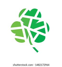 green geometric clover icon- vector illustration