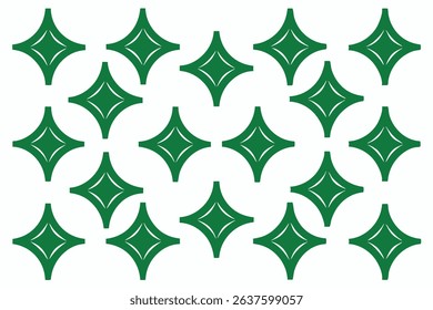 Green geometric diamond pattern on white background seamless and repeatable design