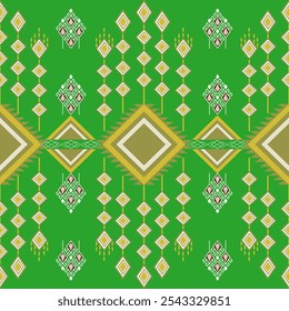  Green Geometric Fabric Design with Gold and White Accents

