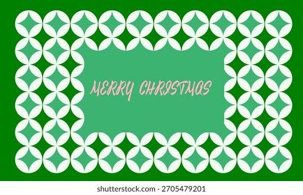A green geometric frame made of repeating circular shapes with “Merry Christmas” in the center.