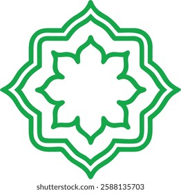 Green geometric Islamic pattern symbolizing Ramadan blessings, devotion, and Islamic heritage.