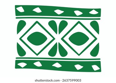 Green geometric pattern isolated on white background offering transparency for design