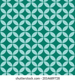 Green geometric pattern on green background, vector, textile