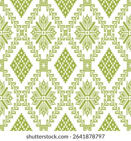 Green geometric pattern on white background