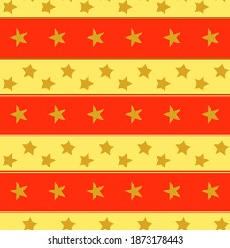 Green geometric pattern with ribbons, yellow stars