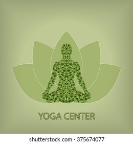 Green Geometric Polygon Low poly Vector illustration of Yoga pos