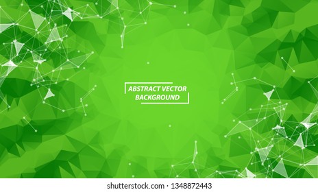 Green Geometric Polygonal background molecule and communication. Connected lines with dots. Minimalism background. Concept of the science, chemistry, biology, medicine, technology.