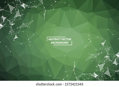 Green Geometric Polygonal background molecule and communication. Connected lines with dots. Minimalism background. Concept of the science, chemistry, biology, medicine, technology.