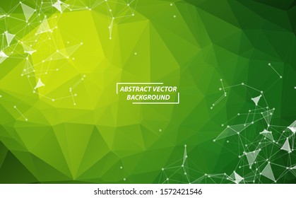 Green Geometric Polygonal background molecule and communication. Connected lines with dots. Minimalism background. Concept of the science, chemistry, biology, medicine, technology.