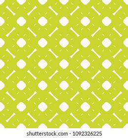Green geometric seamless pattern. Bright colorful funky summer background. Vector abstract texture with circles and thin lines in regular grid. Simple shapes, small elements. Fresh decorative design