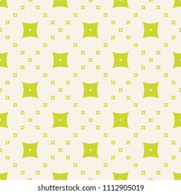 Green geometric seamless pattern. Bright colorful funky summer background. Simple repeatable vector abstract texture with small perforated squares in diagonal grid. Fresh design for decoration, prints