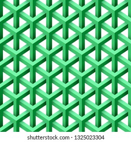 Green Geometric Seamless Pattern, Isometric Y Pattern 