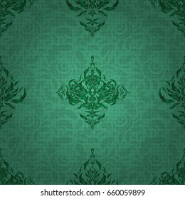 Green geometric seamless pattern. Luxury motley pattern with abstract vector elements.