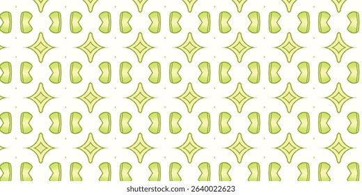 Green Geometric Seamless Pattern on Clean White Background