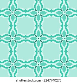 Green Geometric Seamless Pattern with Tribal Shape. Pattern designed in Ikat, Aztec, Moroccan, Thai, Luxury Arabic Style. Ideal for Fabric Garment, Ceramics, Wallpaper. Vector Illustration.