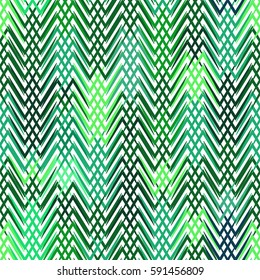 Green geometric Simple vector geometric seamless zigzag tweed pattern. Primitive vector triangle background.