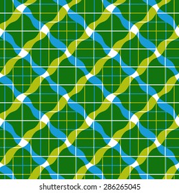 Green geometric tiles seamless pattern, vector background.