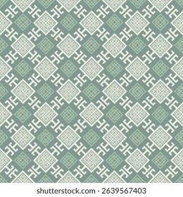 Green geometric with traditional pattern for textile, rug, paper, decoration.