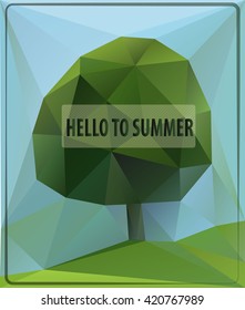 Green geometric tree formed by triangles, vector illustration