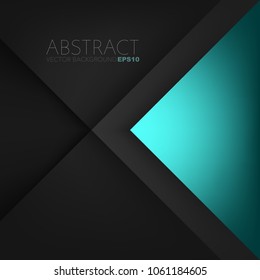 Green geometric triangle vector background overlap layer on black space for text and background design