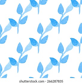 Green Geometric watercolor seamless pattern. Vector