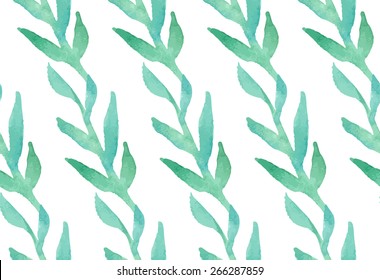 Green Geometric watercolor seamless pattern. Vector