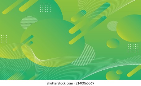 Green Geometric Waves Background free vector image