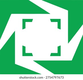 Green geometric whisker shape with sharp angles and white background