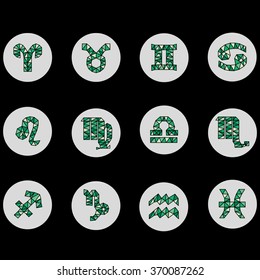 Green geometric zodiac signs
