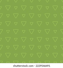 Green geometrical vector seamless pattern with linear triangle shapes