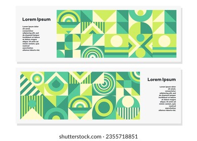 Green geometry flyer set bauhaus minimal 20s style