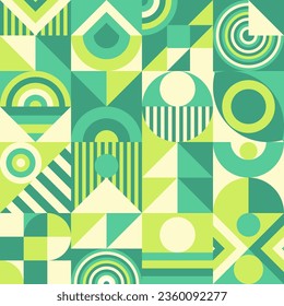 Patrón de geometría verde bauhaus estilo mínimo de los años 20