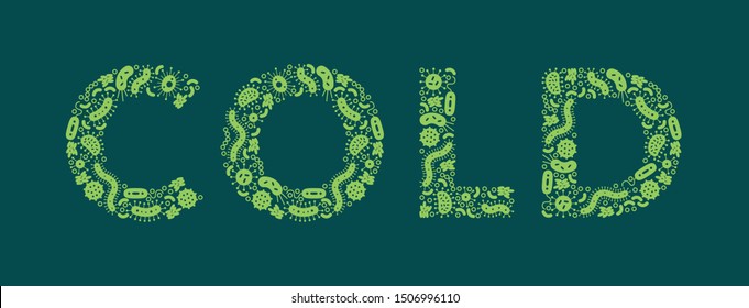 green germs / bacteria spelling the word cold - Vector illustration