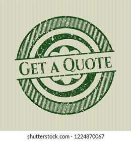 Green Get a Quote distressed rubber grunge texture stamp