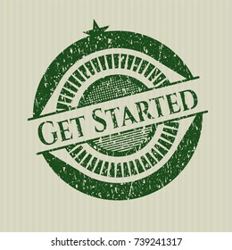 Green Get Started distress rubber seal with grunge texture