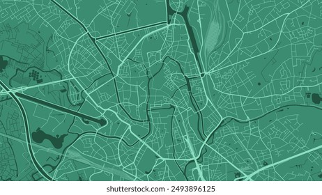 Green Ghent map, Belgium. Vector city streetmap, municipal area.