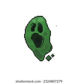 green ghost in pixel art style