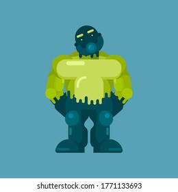 Green giant scary monster cartoon character with wearing a mask vector Illustration in flat style