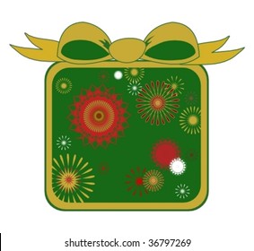 Green Gift with Big Bow Vector