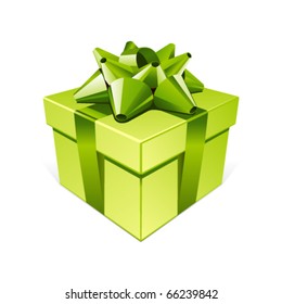 Green gift with bow vector illustration