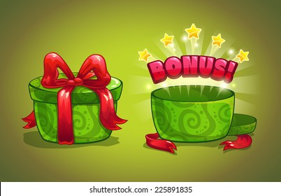 Green gift box with bonus