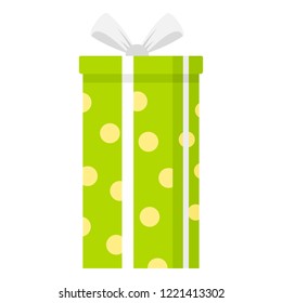 Green gift box icon. Flat illustration of green gift box vector icon for web design