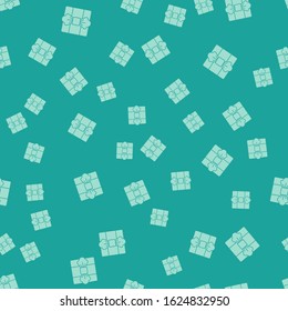 Green Gift box icon isolated seamless pattern on green background.  Vector Illustration