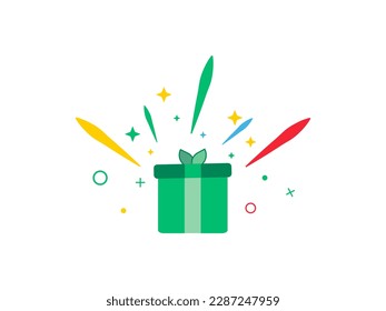 caja de regalo verde, icono del vector de caja de sorpresa 