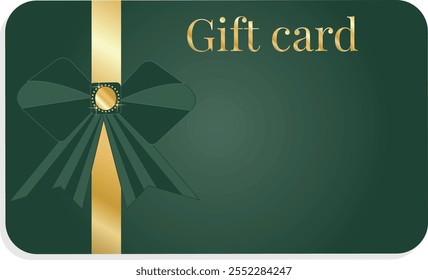 green gift card with gold ribbon