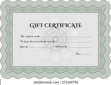 Plantilla de certificado de regalo verde