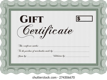 Green gift certificate template