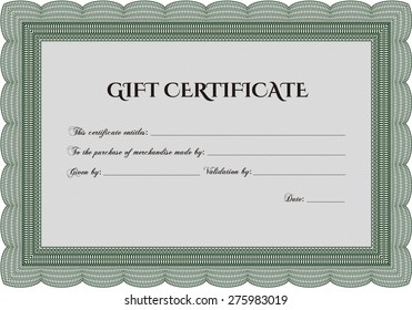 Green gift certificate template
