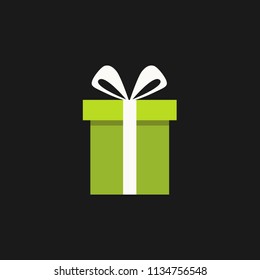 Green gift on a dark background